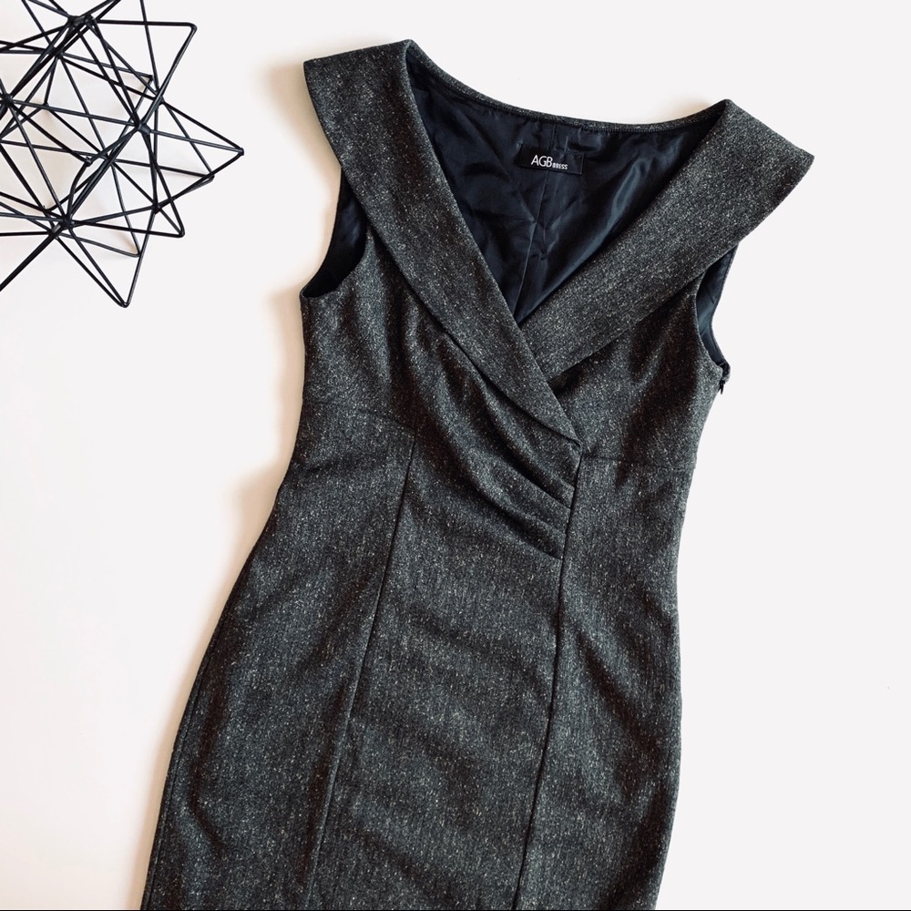 AGB Surplice Knee Length Sheath Dress